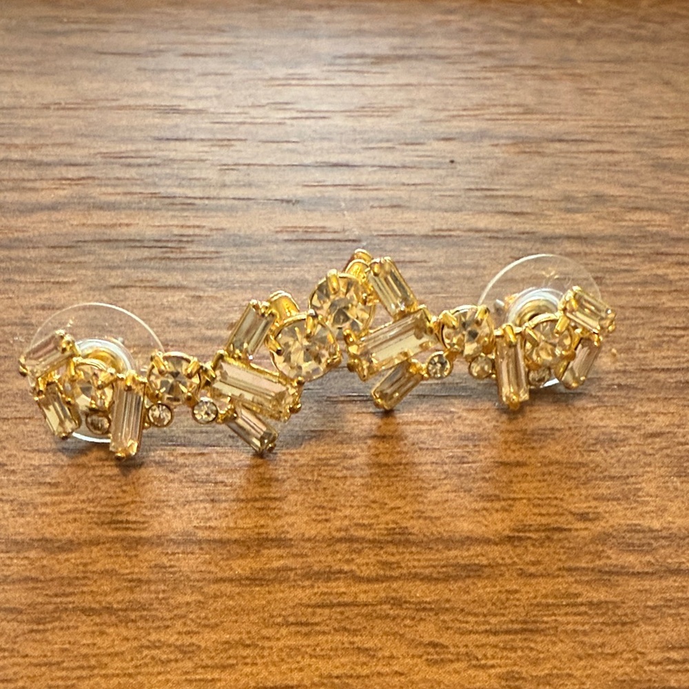 J. Crew Gold Crystal ear climber Earrings